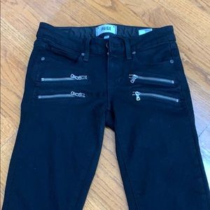 Paige black skinny jeans with zipper details